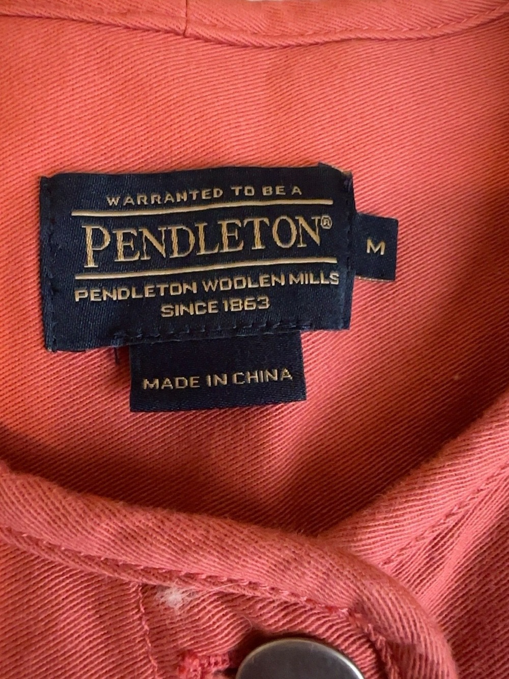 Pendleton Rust Orange Cotton Button-Front Jean Jacket - Picture 3 of 4